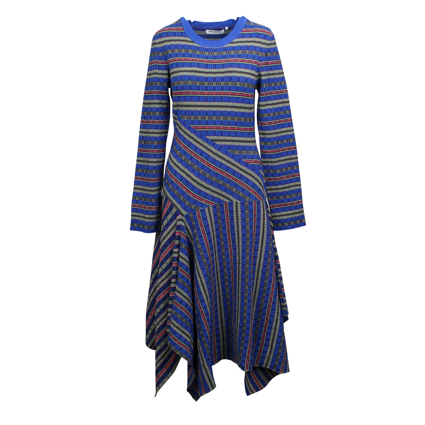 Opening Ceremony L/S Rib Knit Midi Dress - Blue