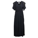 BOTTEGA VENETA BLACK FOLD SLEEVE LIQUID VISCOSE MIDI DRESS