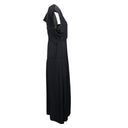 BOTTEGA VENETA BLACK FOLD SLEEVE LIQUID VISCOSE MIDI DRESS