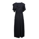 BOTTEGA VENETA BLACK FOLD SLEEVE LIQUID VISCOSE MIDI DRESS
