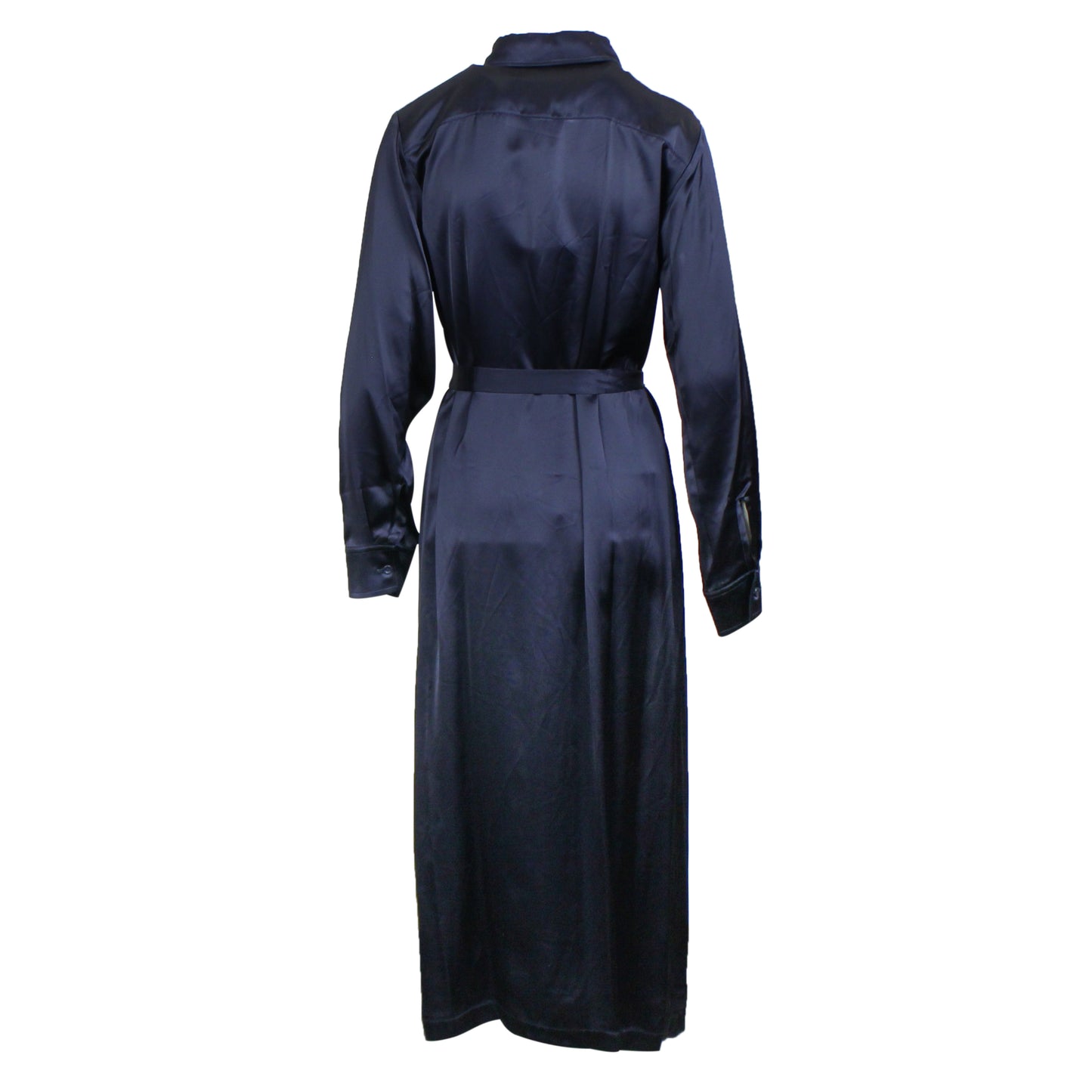 A.P.C Satin Button Down Shirt Dress - Navy Blue