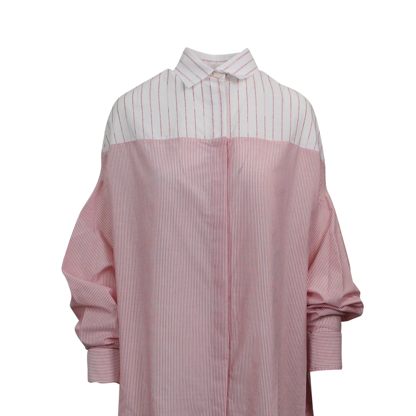 Unravel Project Assymetric Logo Stripe Shirt Dress - Pink