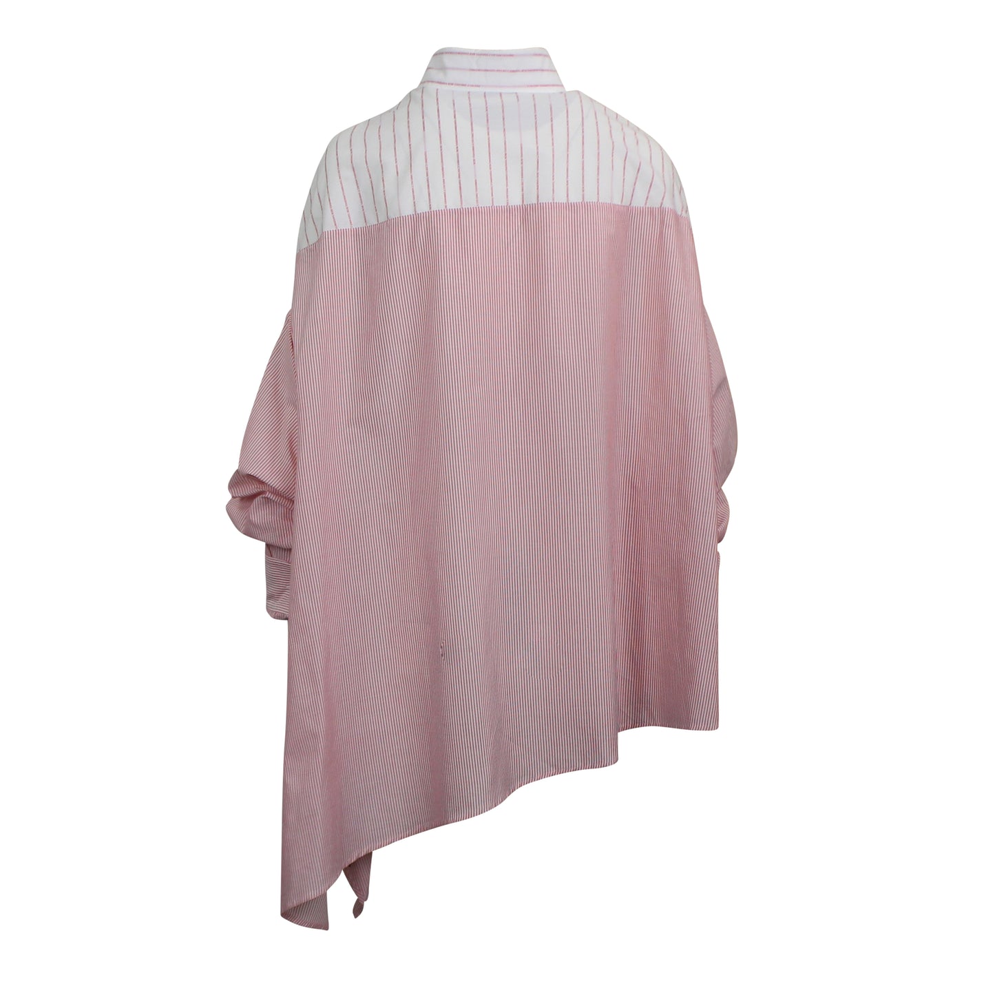 Unravel Project Assymetric Logo Stripe Shirt Dress - Pink