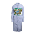 Light Blue Printed Bustier Shirt Dress