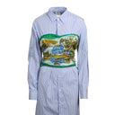 Light Blue Printed Bustier Shirt Dress