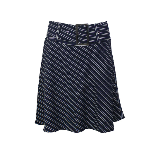 Opening Ceremony Belted Striped Flare Skirt - Navy