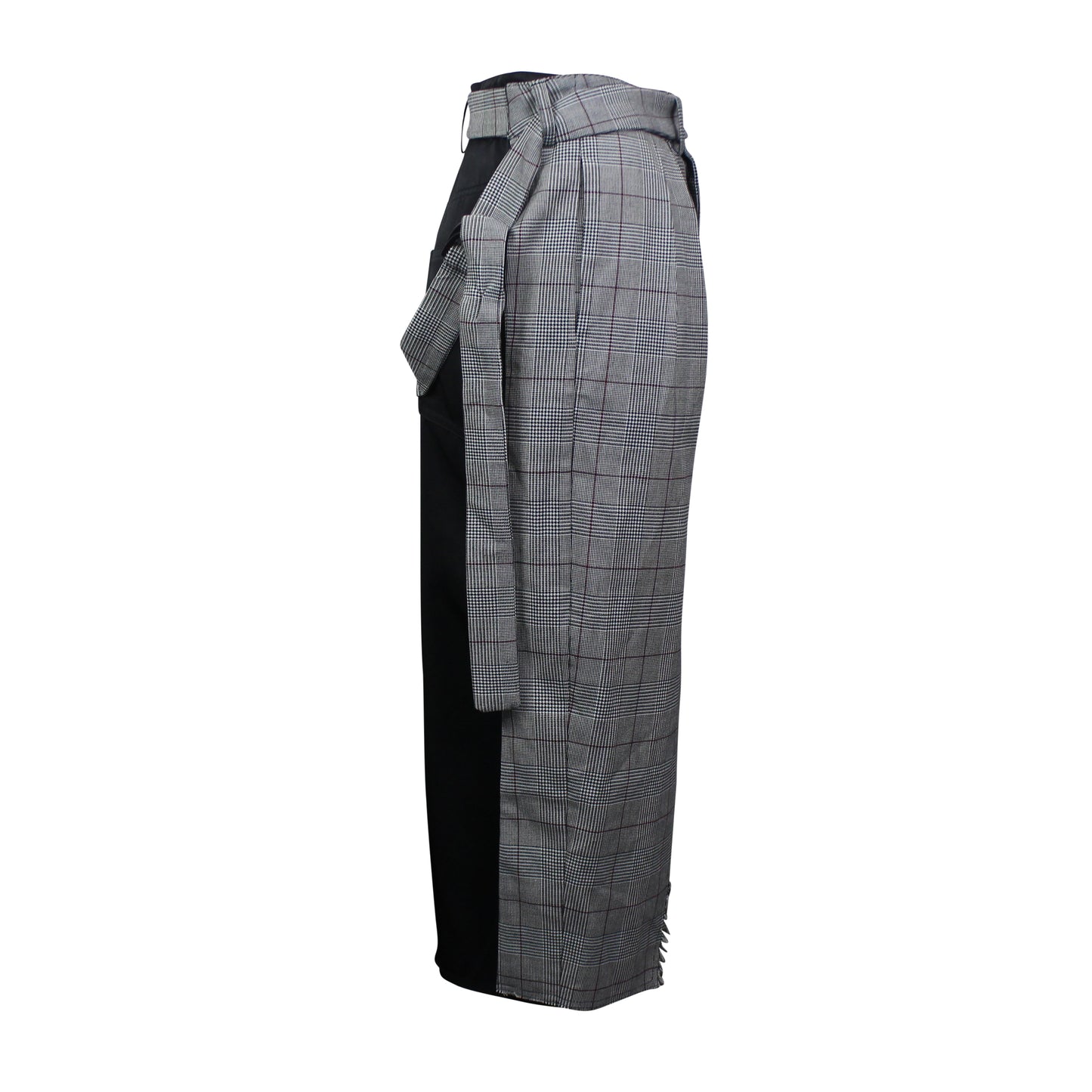 Unravel Project Check Pattern Hybrid Midi Skirt - Gray