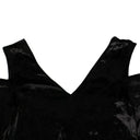 Baja East Sparkly Velvet Cold Shoulder Shirt - Black