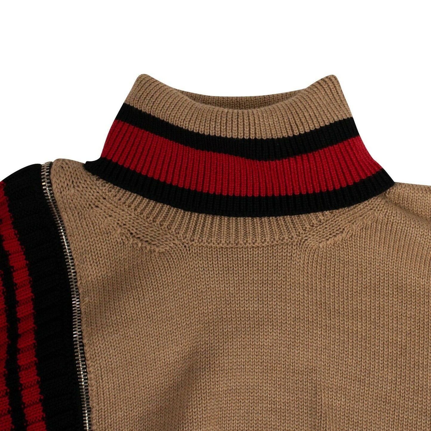 Men's Beige Wool Zip Detail Sweater