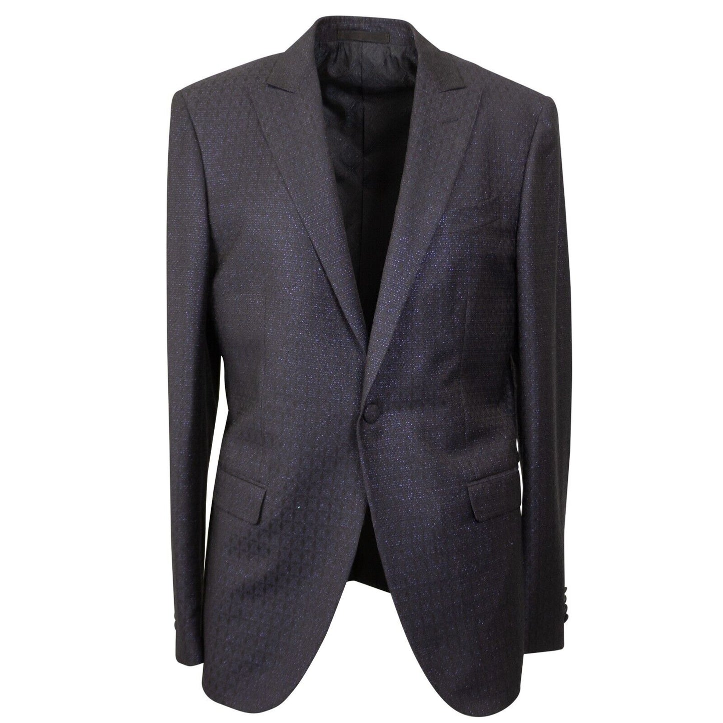 Navy Wool Shimmer Single Breasted Blazer