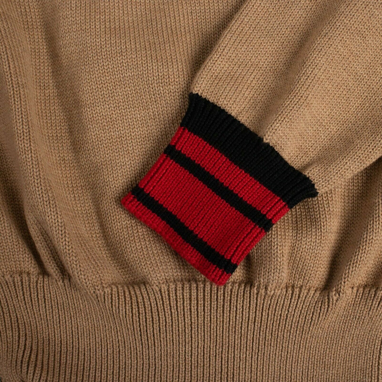 Men's Beige Wool Zip Detail Sweater