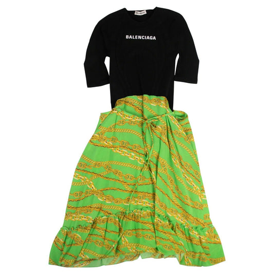 Balenciaga Chain Print Dress - Green/Black