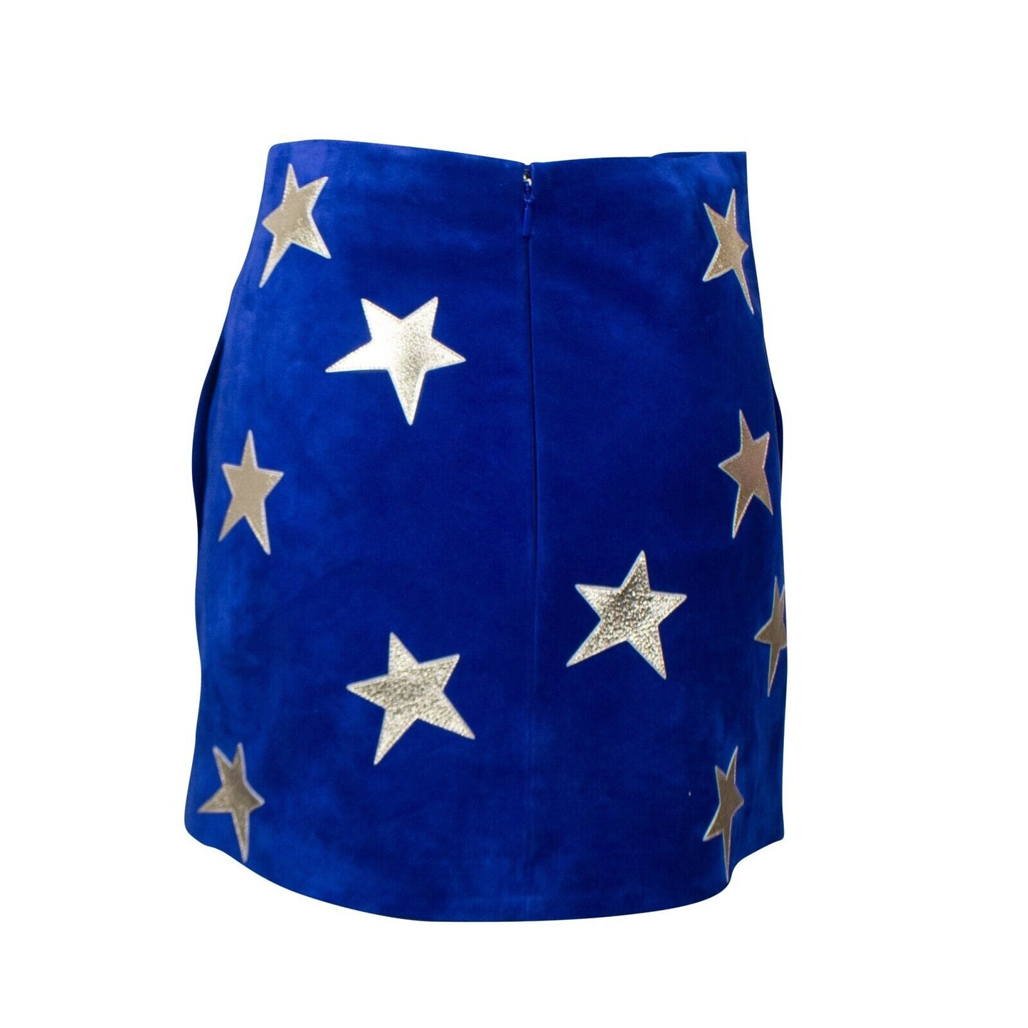 YSL-XBTM-0004/38 572138YC2XI4185 Blue Saint Laurent Star Suede Mini Skirt