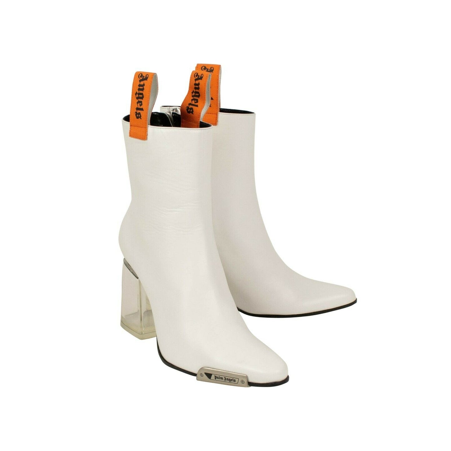 Palm Angels Block Heels Ankle Boots Shoes - White