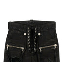 Unravel Project Leather Distressed Lace Up Skinny Pants - Black