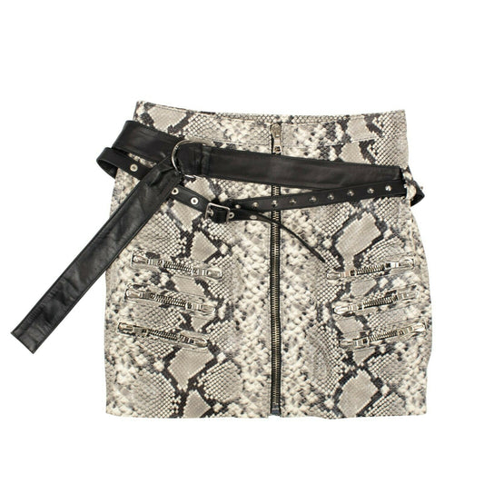 Unravel Project Leather Snakeskin Print Mini Skirt - Gray
