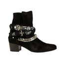 Amiri Bandana Buckle Suede Boots - Black