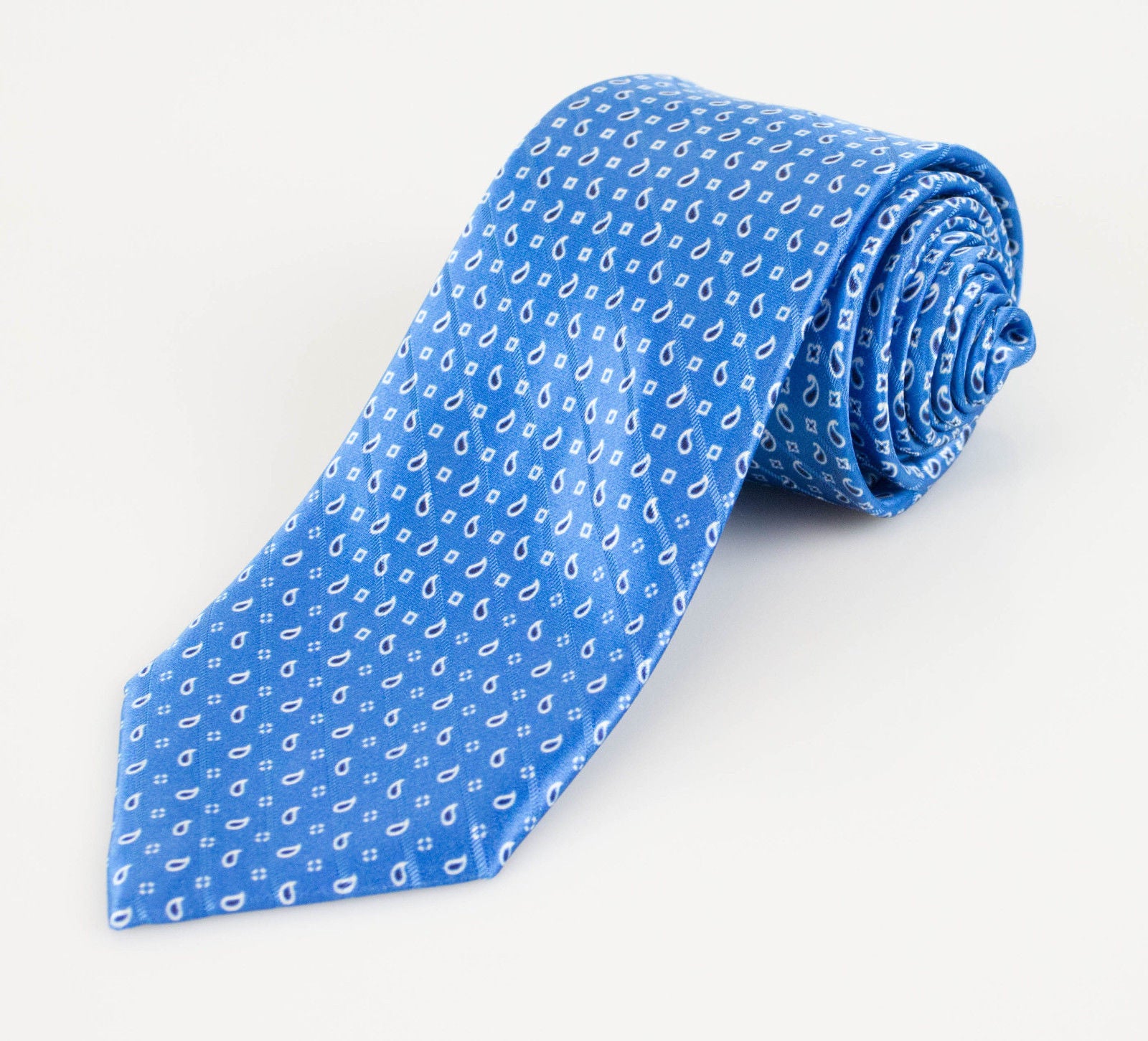 Battisti Napoli Paisley Pattern Neck Tie - Dodger Blue