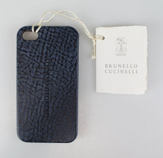Brunello Cucinelli Navy Pebbled Leather Iphone Case - Navy