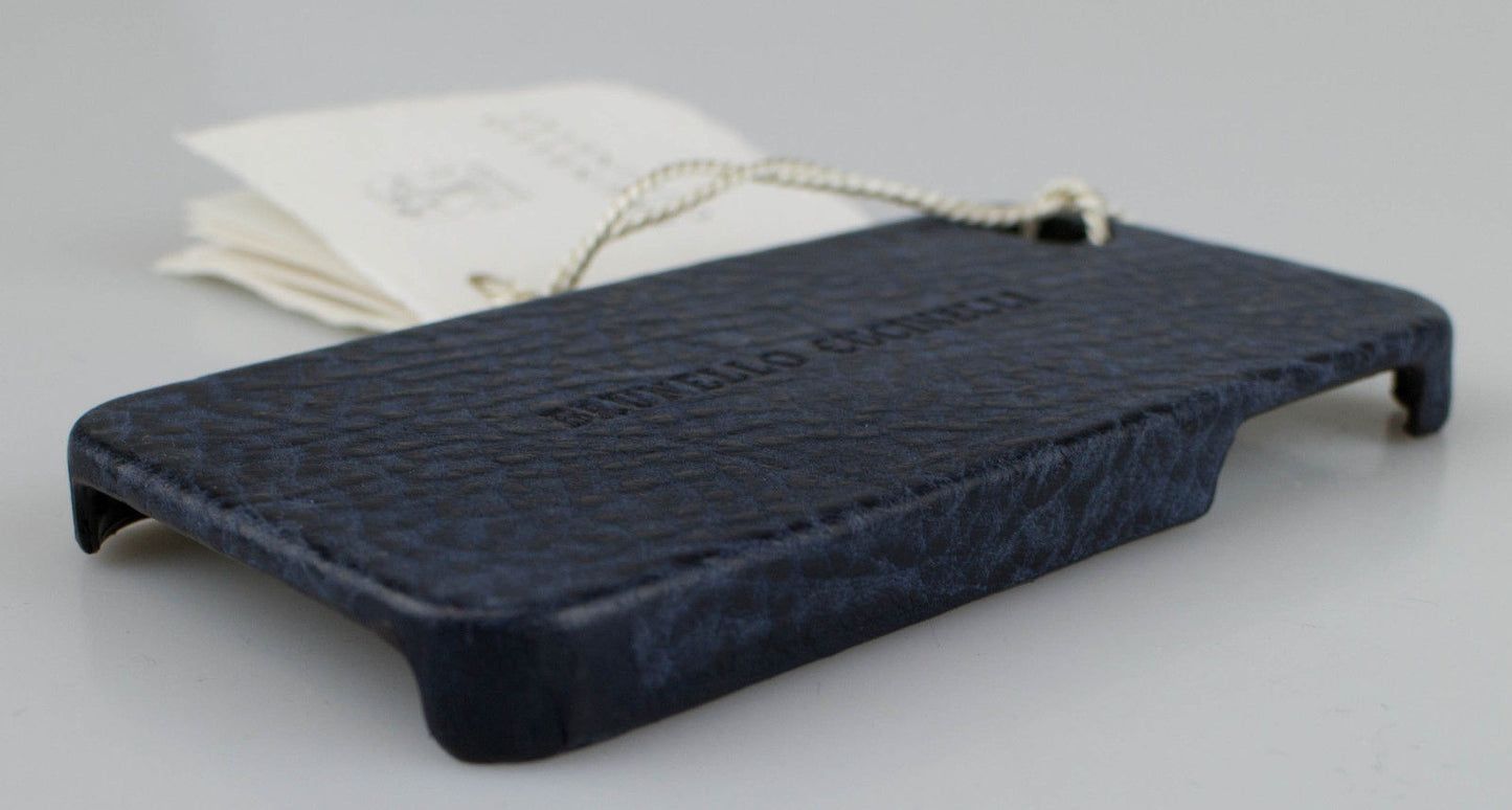 Brunello Cucinelli Navy Pebbled Leather Iphone Case - Navy