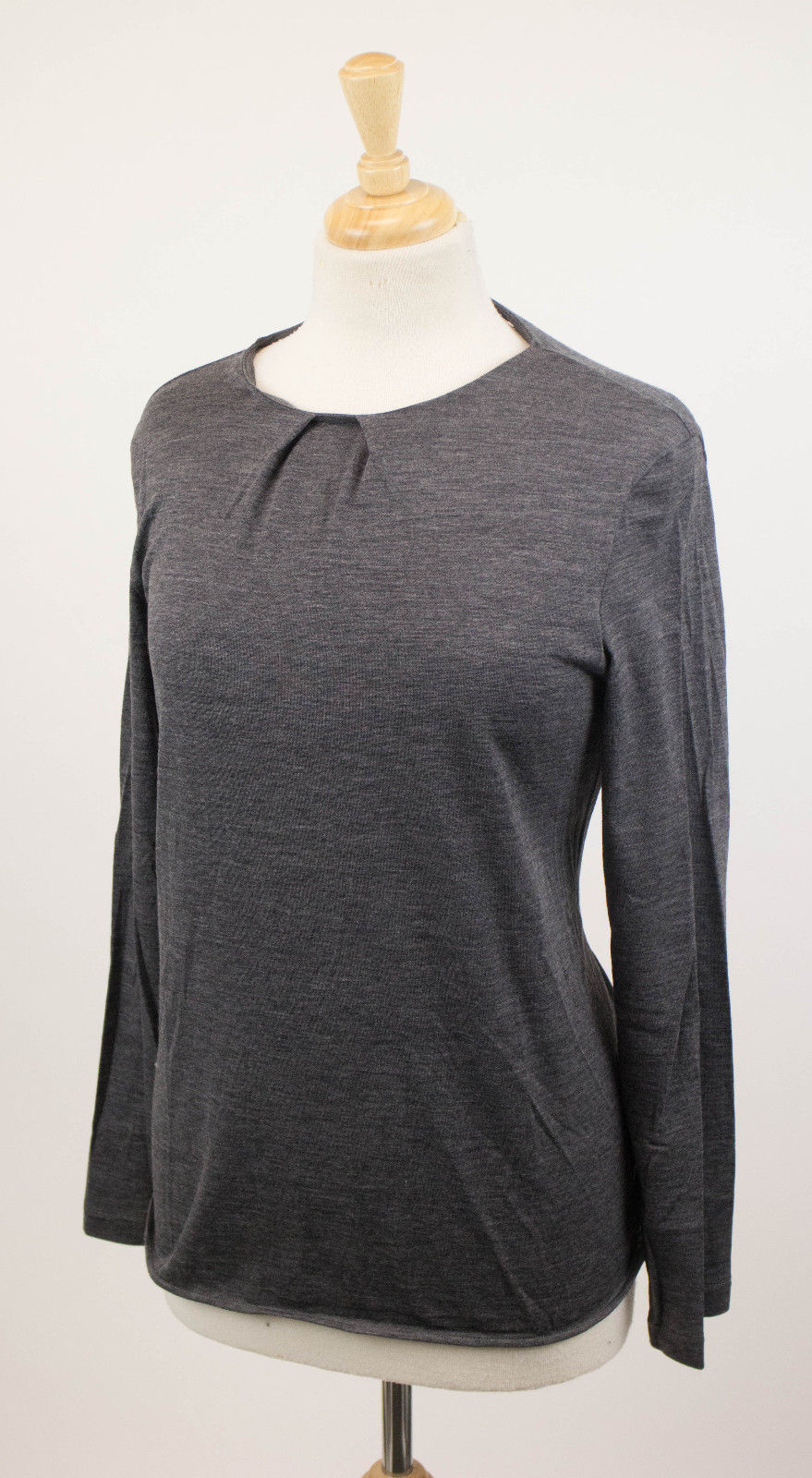 Woman's Gray Wool Blend Blouse Shirt Top