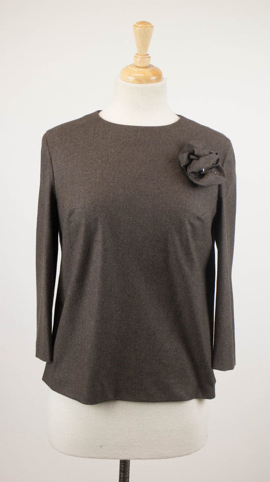 Brown Cashmere Blend Crewneck Sweater