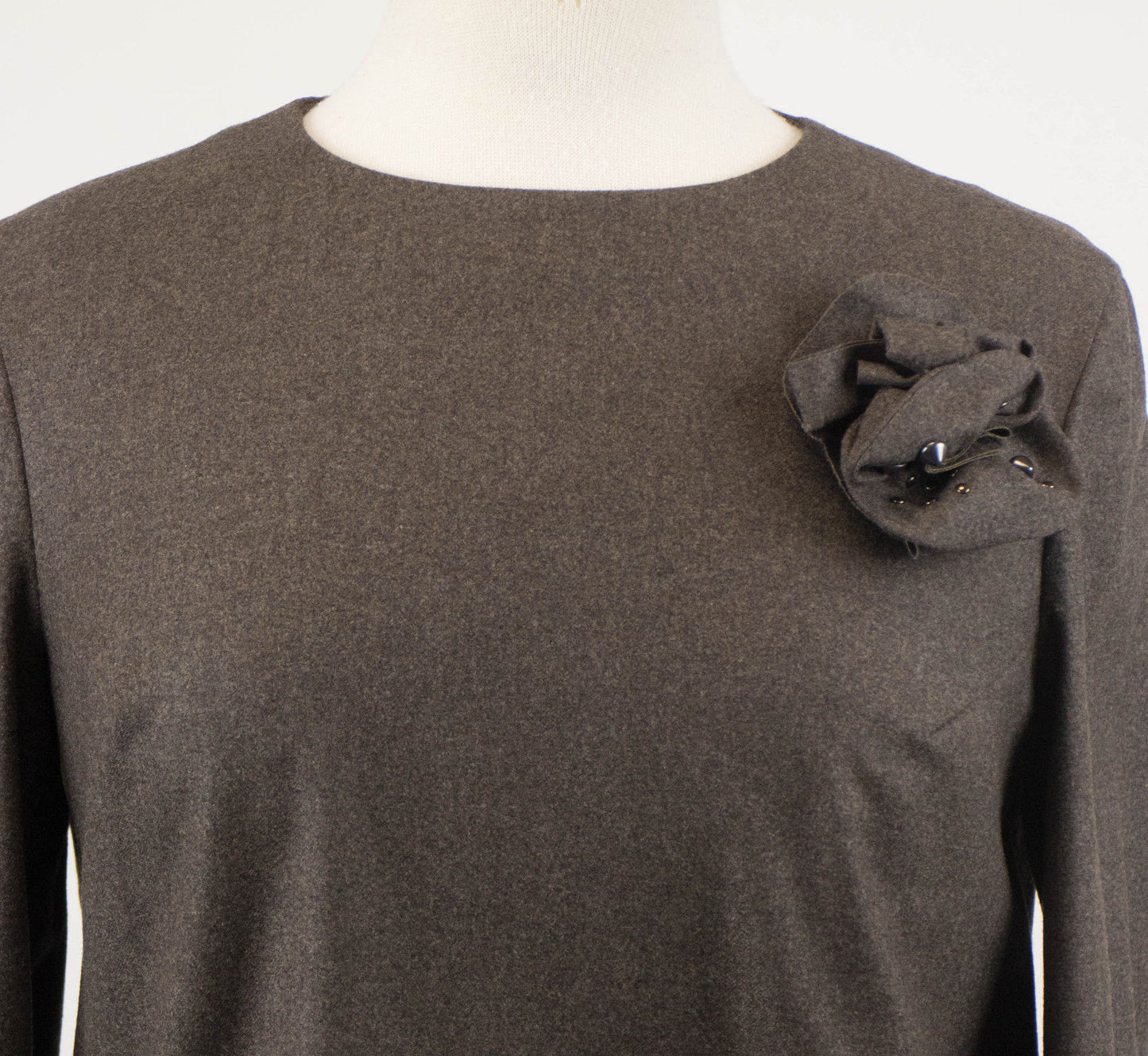 Brown Cashmere Blend Crewneck Sweater