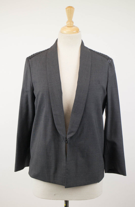 Gray Wool Blend W/ Beads Blazer