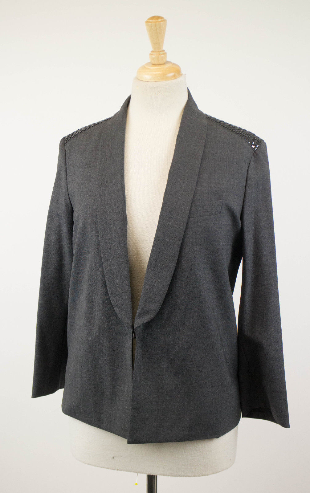 Brunello Cucinelli Wool W/ Beads Blazer Jacket - Gray