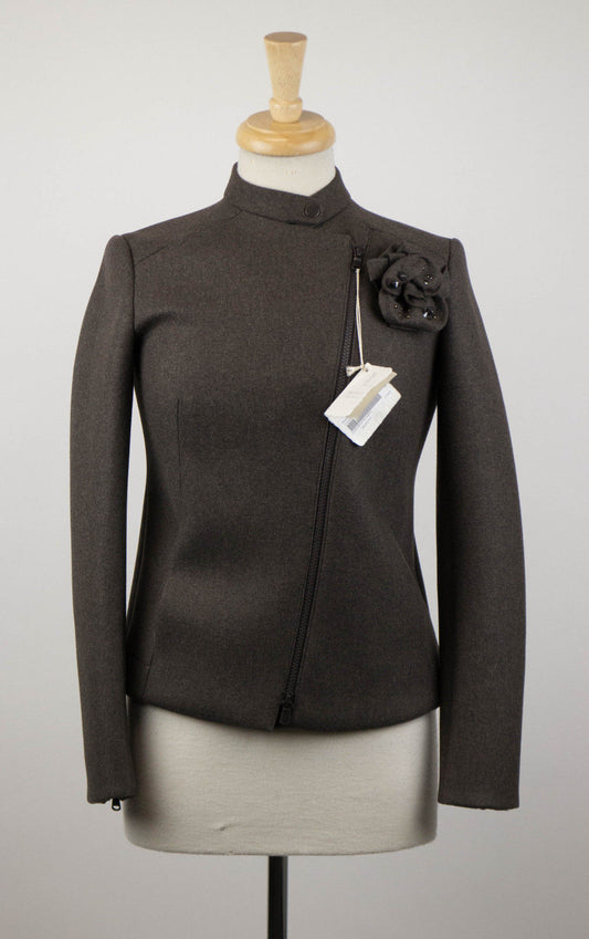 Brunello Cucinelli Wool Bomber Jacket With Brooch - Brown