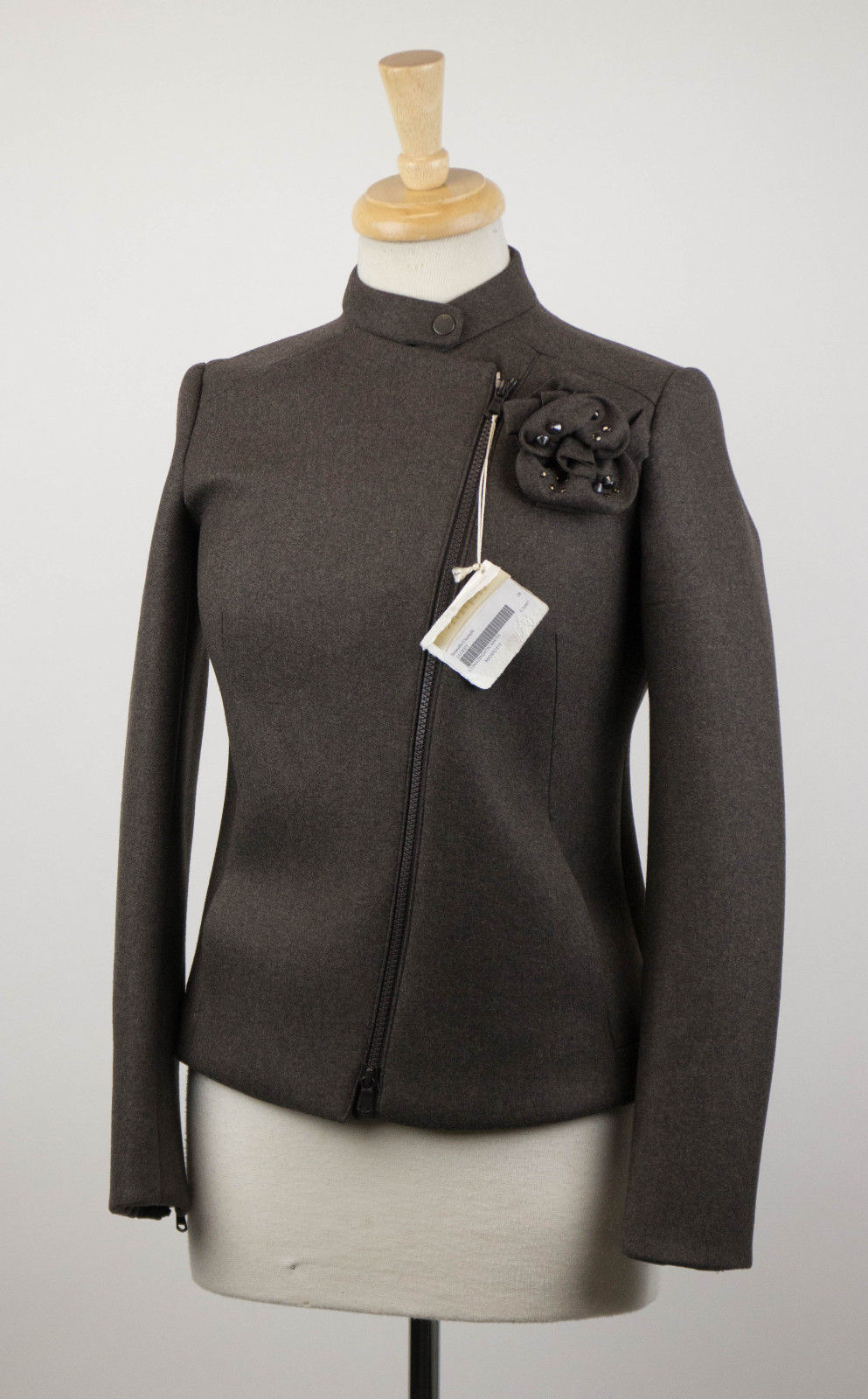 Brunello Cucinelli Wool Bomber Jacket With Brooch - Brown
