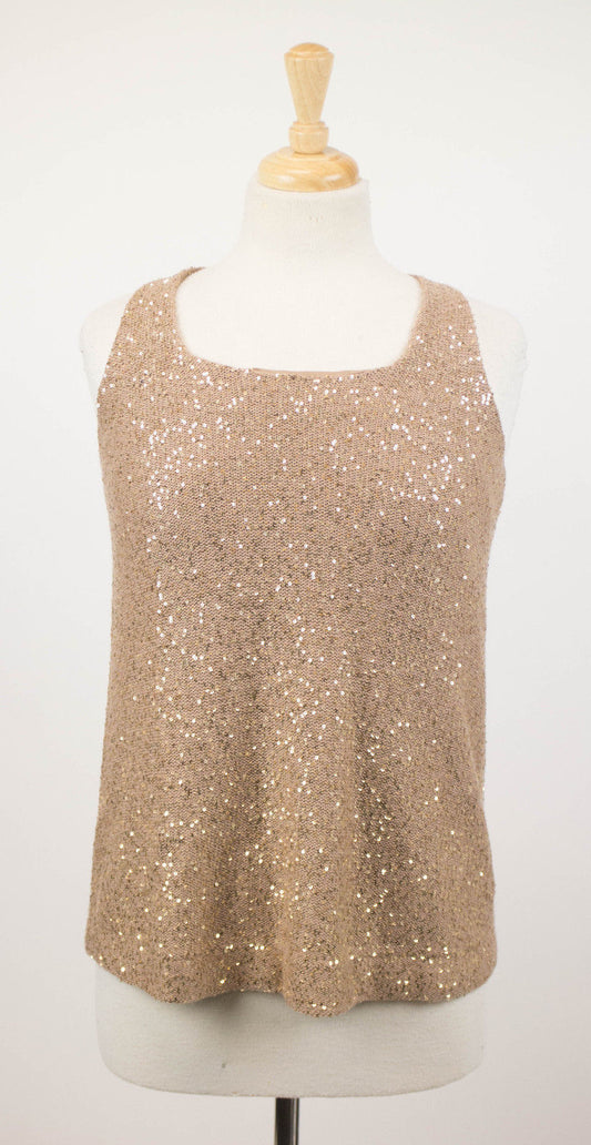 Brown Cashmere Blend W/ Sequins Blouse Shirt