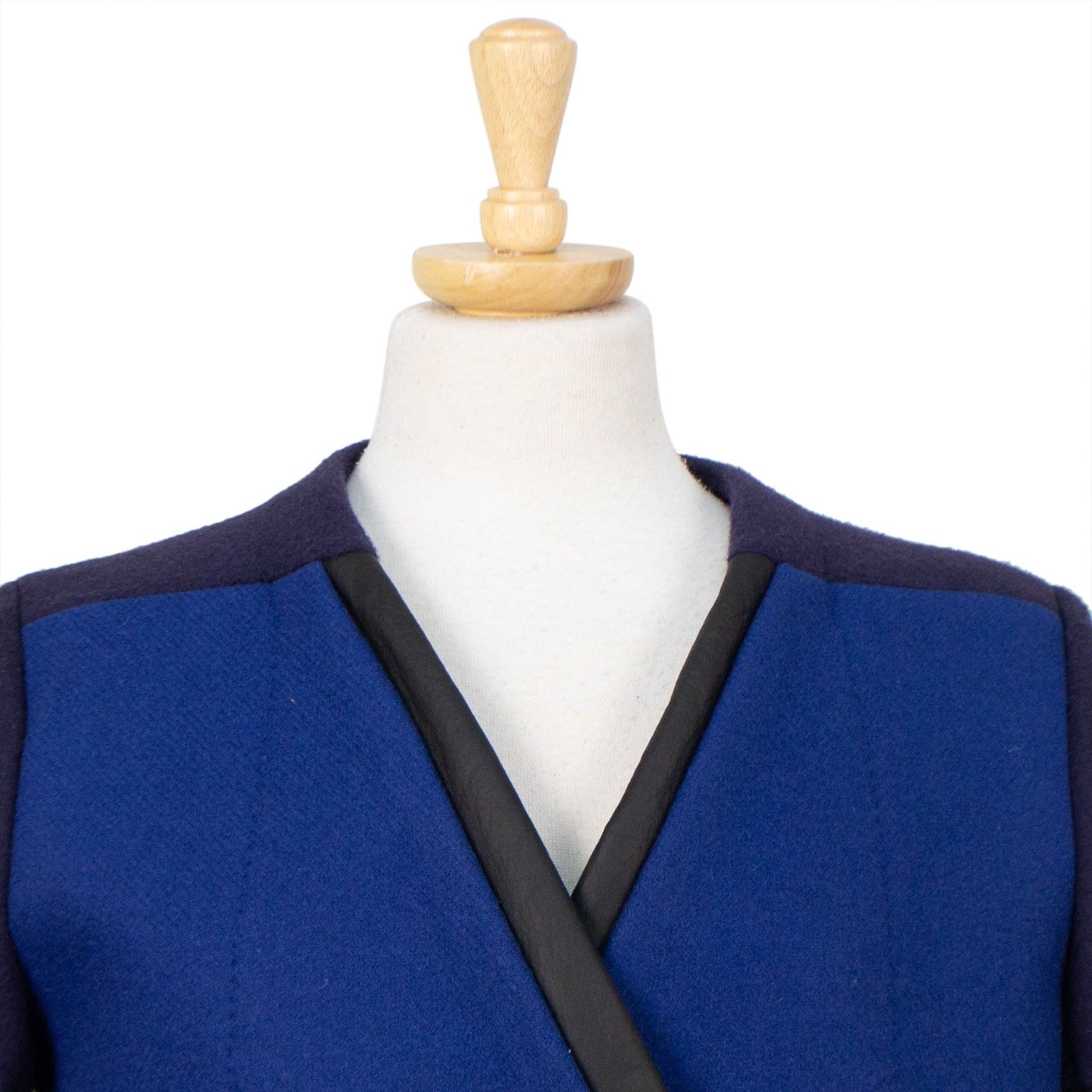 Nicholas Andreas Taraus Blue Contrast Panel Leather Lined Coat - Blue