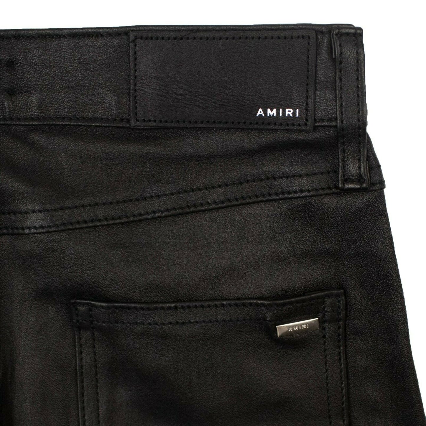 Amiri Leather Hybrid Cropped Jeans - Black