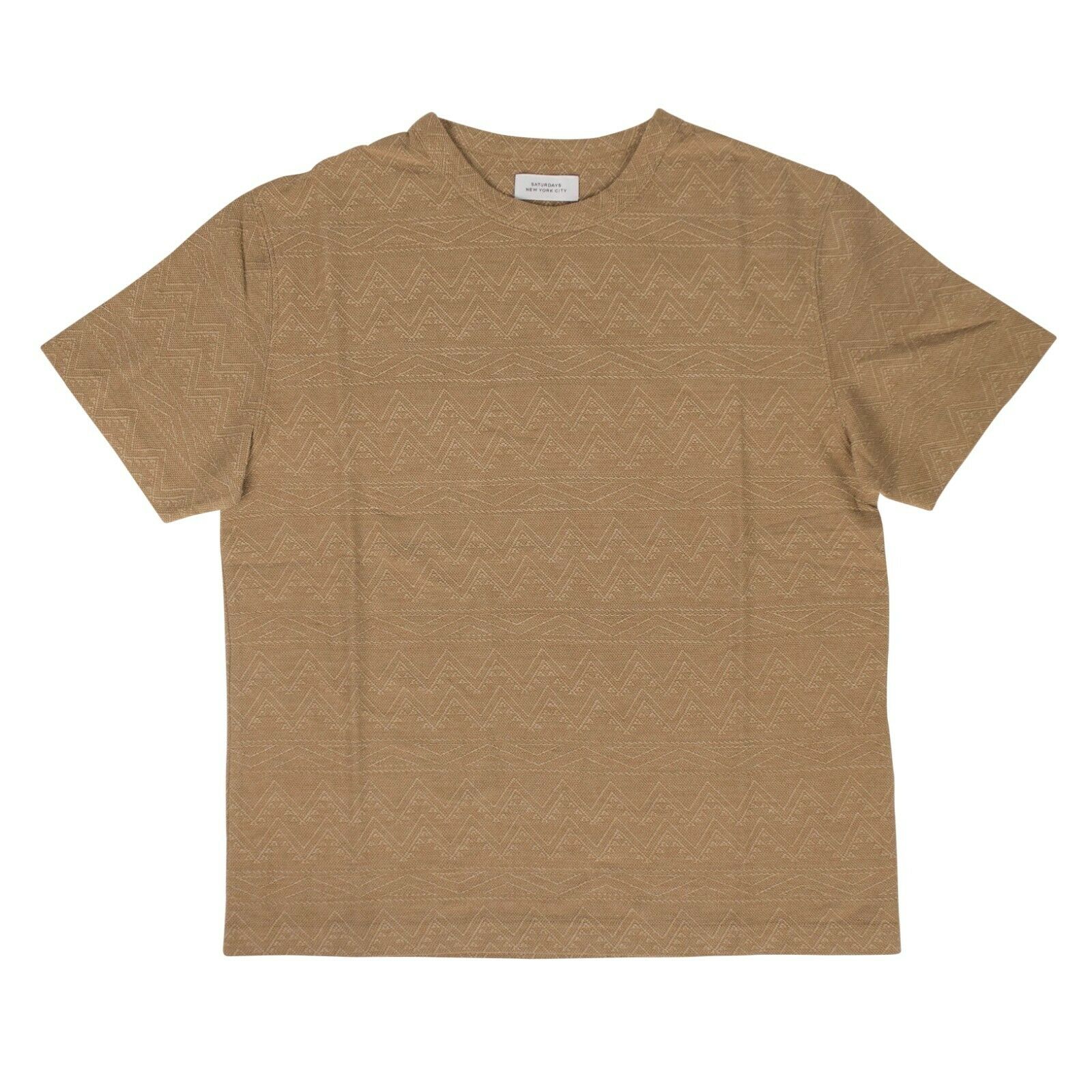 Saturdays Nyc Cotton Elliot Jacquard Short Sleeve T-Shirt - Khaki