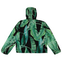 Green And Black Nylon 'Banana Leaves' Hooded Jacket