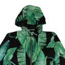 Green And Black Nylon 'Banana Leaves' Hooded Jacket