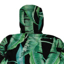 Green And Black Nylon 'Banana Leaves' Hooded Jacket