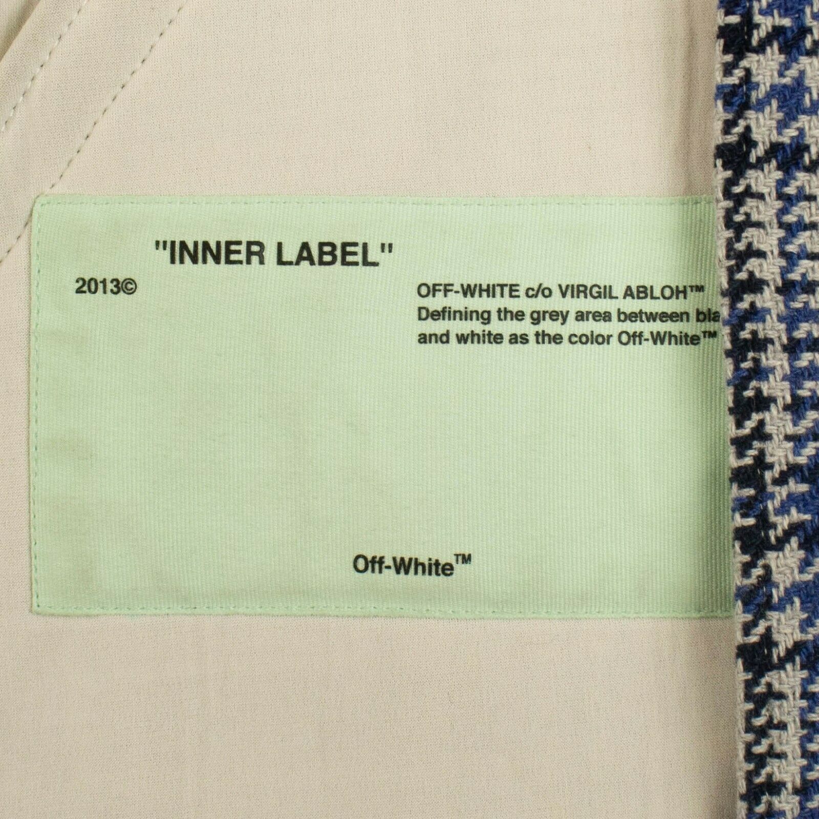 Off White C/O Virgil Abloh Prince Of Wales Coat - Gray/Blue