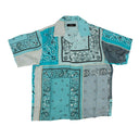 Blue Silk Bandana Print Button Down Shirt