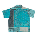 Blue Silk Bandana Print Button Down Shirt