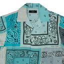 Blue Silk Bandana Print Button Down Shirt