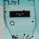 Blue Silk Bandana Print Button Down Shirt