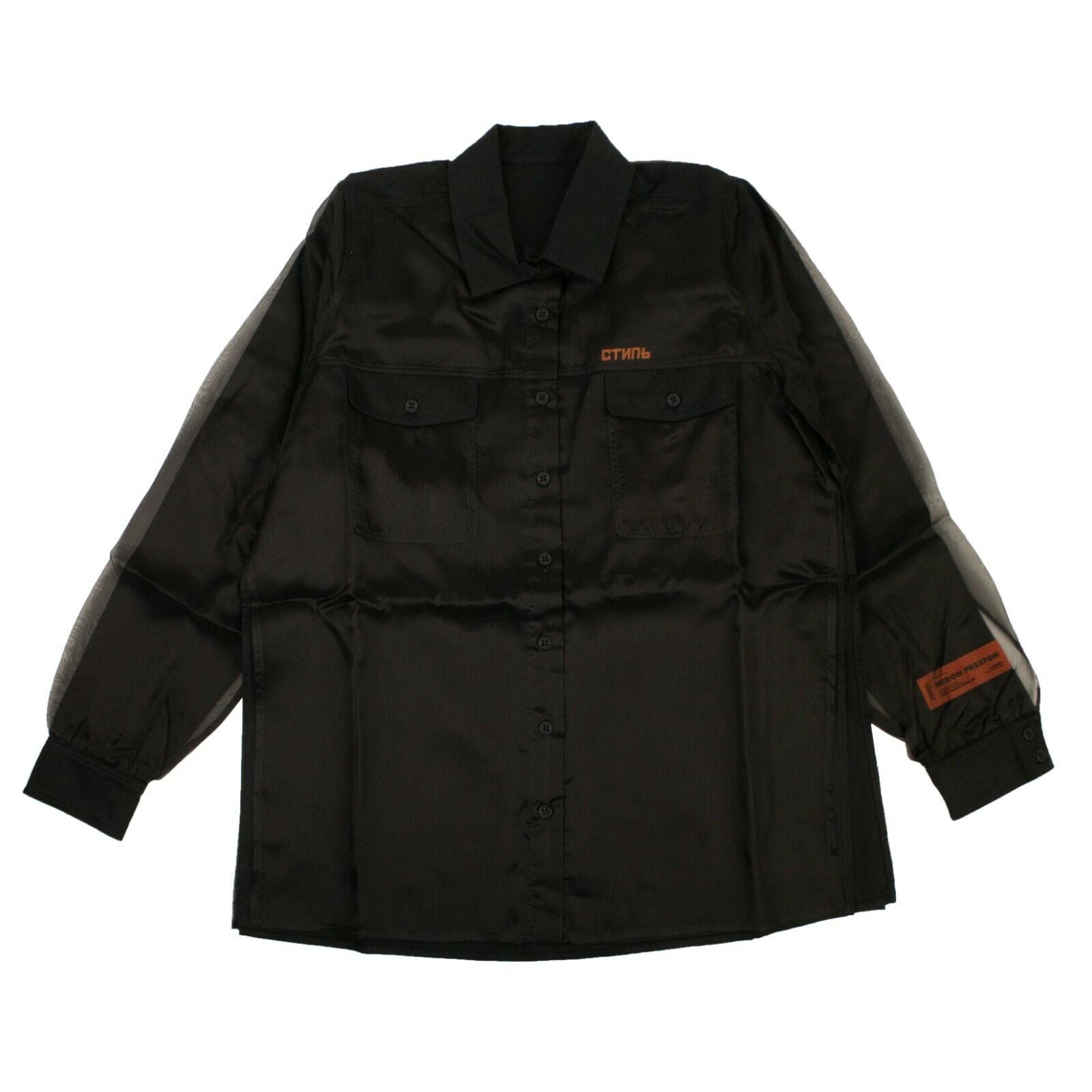 Heron Preston Double Layer Silk Shirt - Black