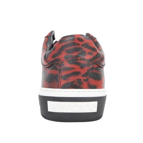 Jimmy Choo 'Portman' Leather Lace-Up Low-Top Sneakers - Red/Black