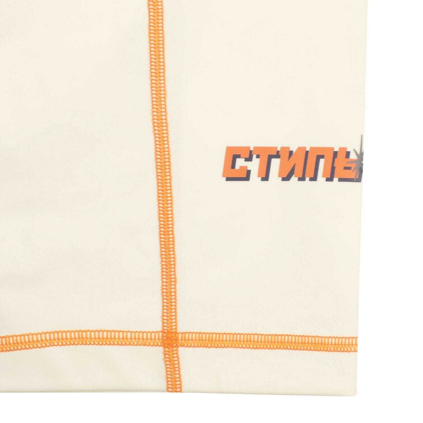 Heron Preston Stitch Biker Shorts - White/Orange