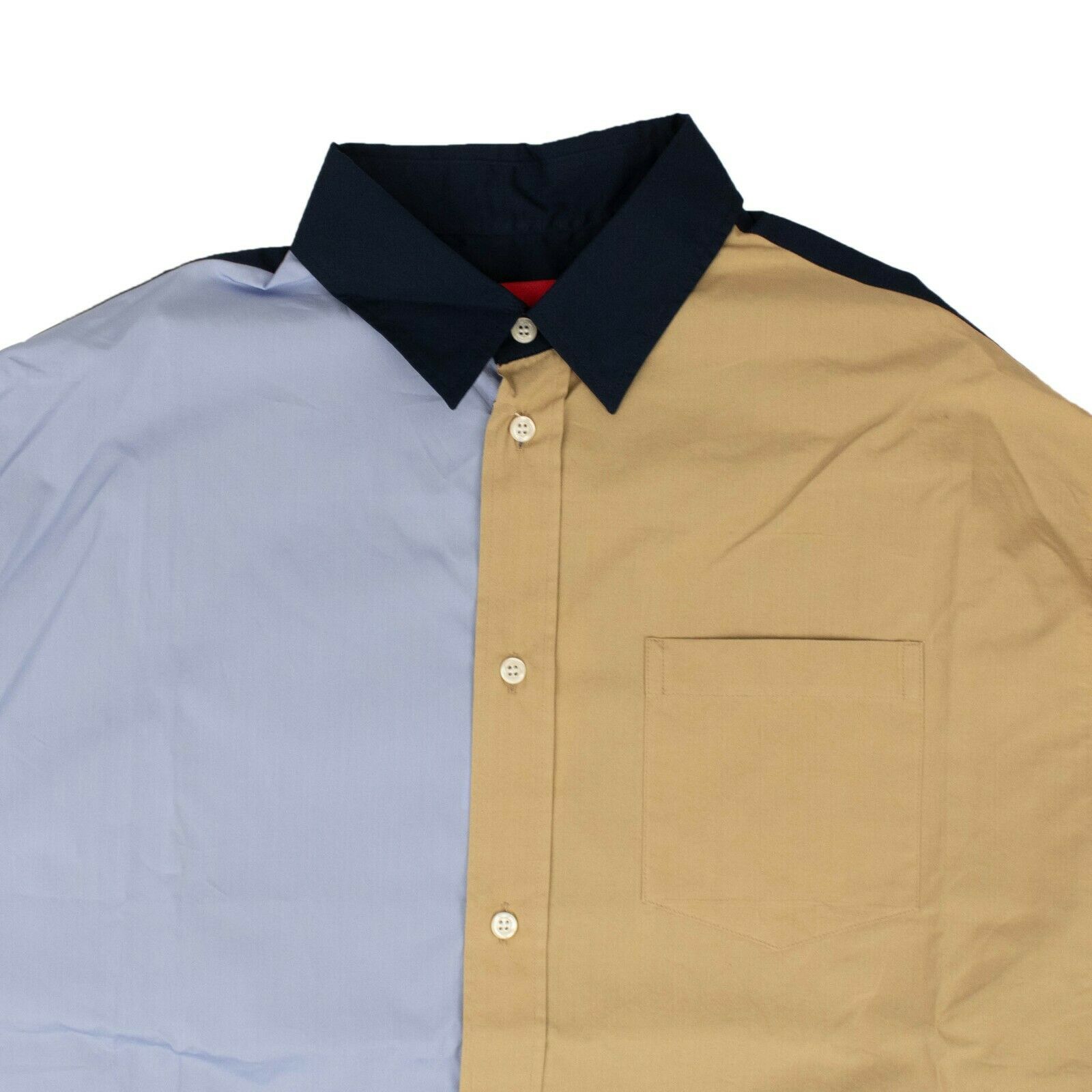 Pyer Moss Tan/Blue Multicolor Collar Shirt - Tan/Blue