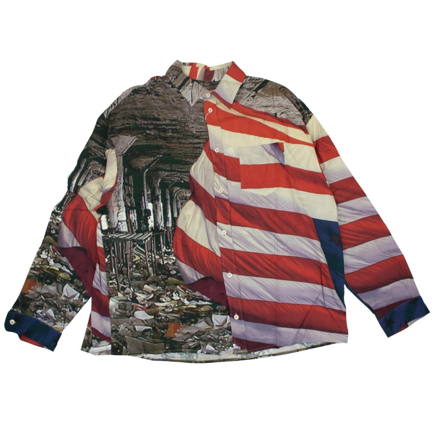 Pyer Moss Red Multicolor American Flag Shirt - Red