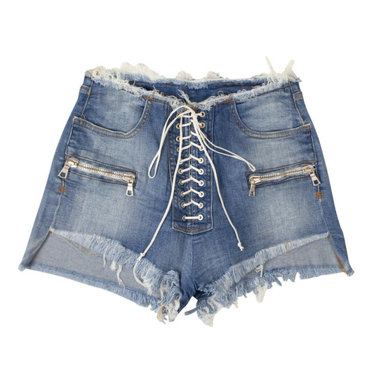 Unravel Project Denim Lace-Up Shorts - Denim