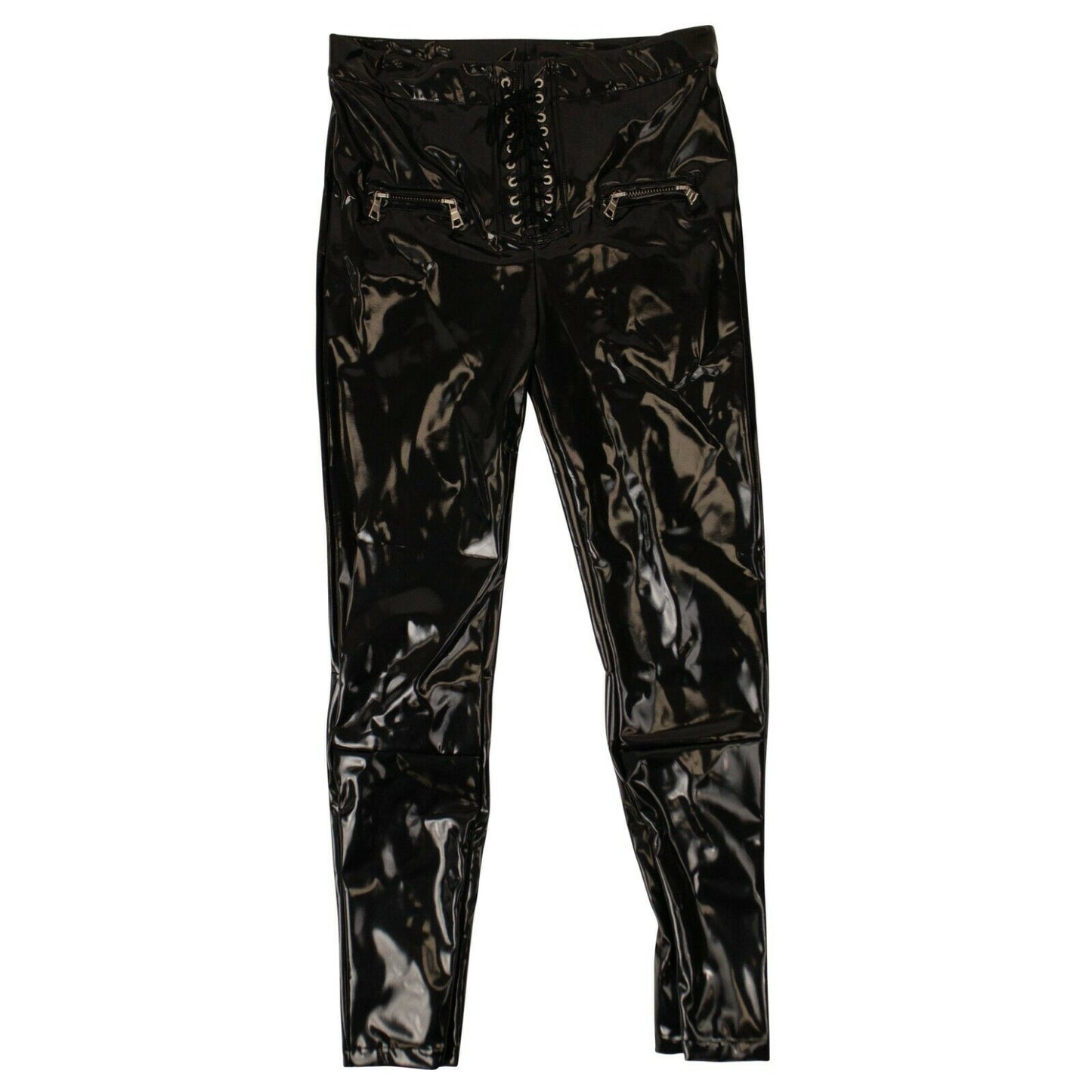 Unravel Project Latex Lace Up Pants - Black